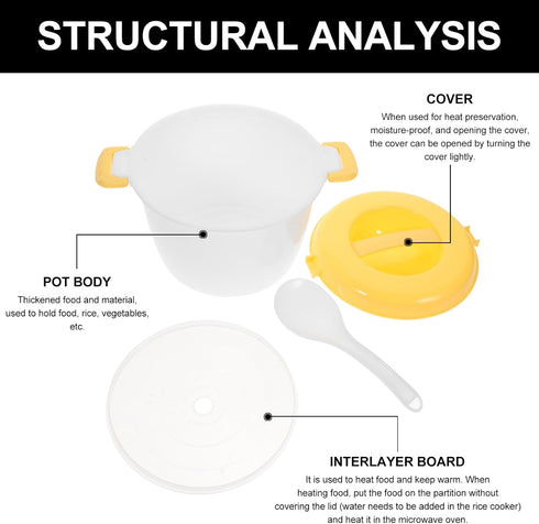 DOITOOL Microwave Rice Cooker Mini Microwave Steamer Microwave Rice Maker Vegetable Steamer Pot Microwave Cookware with Lid for Rice Vegetables,15...