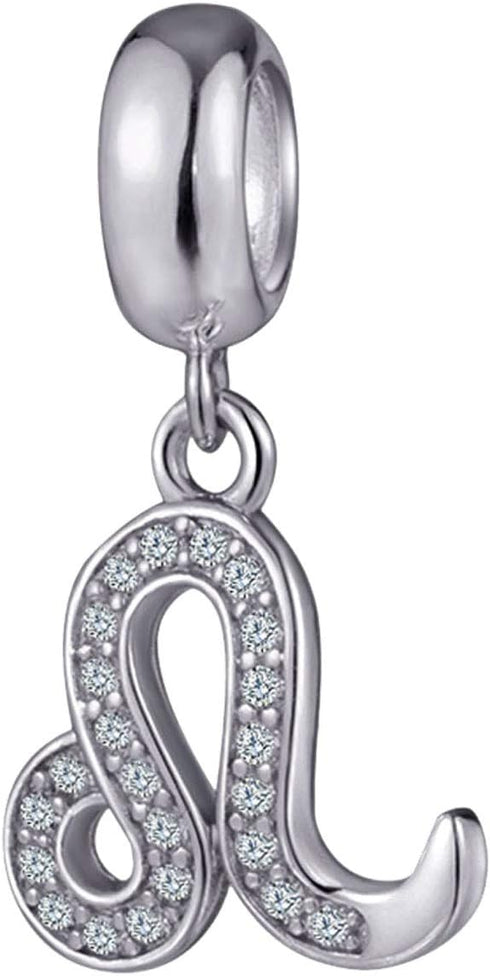 Leo Zodiac Sign Dangling Charms Fit Pandora Birthday Bracelets - 925 Sterling Silver Constellation/Horoscope Necklace Pendants Beads, Gifts for Bo...