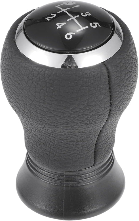 6 Speed Manual Gear Shift Knob - Car Gearbox Stick Shifter Lever Knob - for Toyota Yaris 2005-2010 Plastic Faux Leather Black Silver Tone - 1 Pc...