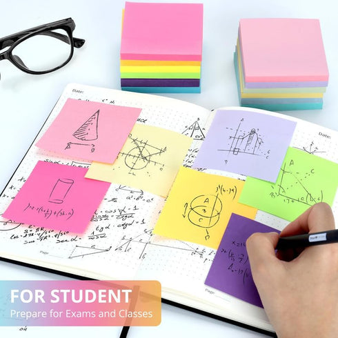 Sticky Notes, 12 Pads, Sticky Notes 3x3 Inches, Coloful Sticky Note Pads, Easy to Stick for School, Office and Home - Vibrant Colors...