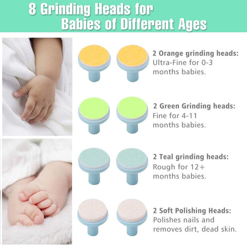 Baby Nail File Replacement Pads, Grinding Heads Polish Disc for Electric Nail Trimmer by Consevisen and Other Brands, Toes Fingernails Care for In...