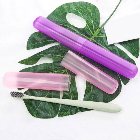 Blue Plastic Toothbrush Case Portable Travel Camping Toothbrush Storage Box Makeup Brush Holder Dust-Proof Cover with Breathable Air Hole Nice and...
