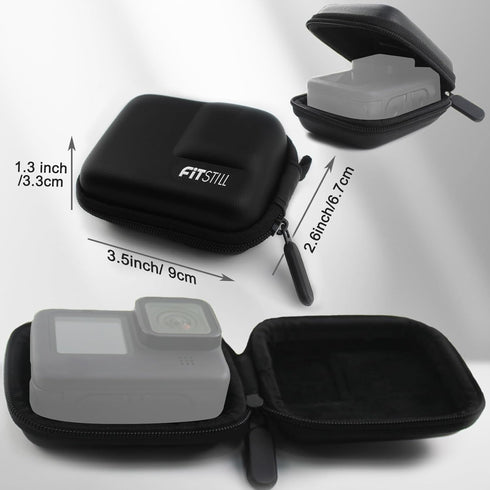 FitStill Black PU Mini Carrying Case for Go Pro Hero 12/11/10/9/8/7/(2018)/6/5 Black,Hard Shell Travel Storage Case for DJI Osmo Action,AKASO,Camp...