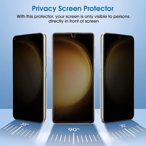 amFilm [2+2 Pack Samsung Galaxy S23+/S23 Plus 6.6'' Privacy Screen Protector with Camera Lens Protector, Anti Spy Hybrid Film, Fingerprint ID Comp...