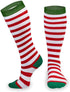 Gone For a Run Knee High Half Cushioned Athletic Running Sock | Running Christmas Elf (Red and White Stripes/Green) one size fits all...