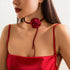 Vintage Rose Flower Long Wrap Necklace Suede Rope Tassel Tie Necklace Handmade Satin Flower Elegant Jewelry for Women and Girls...