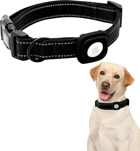 Lionheart glory Airtag Dog Collar Reflective Dog Collars with Airtag Hloder Female Male Black Collar Dog Adjustable Durable Soft Classic Collar fo...