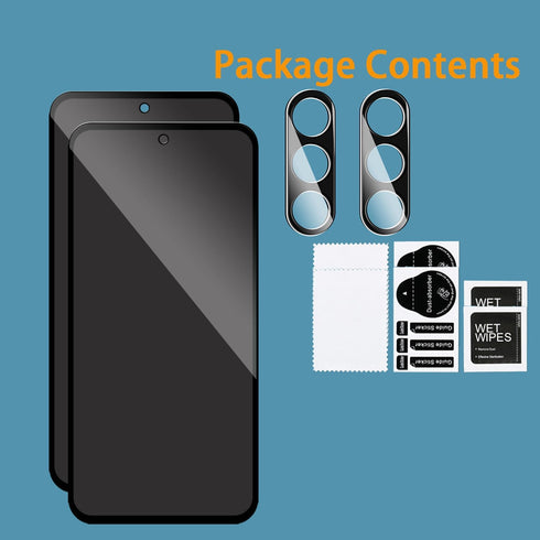 2 Pack Privacy Screen Protector for Samsung Galaxy A35 5G with 2 Pack Camera Lens Protector, Anti-Spy Tempered Glass Film, Full Coverage, Anti-Scr...