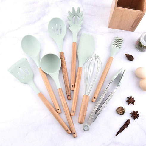 Pasta Server, Silicone Cooking Kitchen Utensil Natural Wood Handle BPA Free Non Toxic Cookware Spaghetti Spoon...