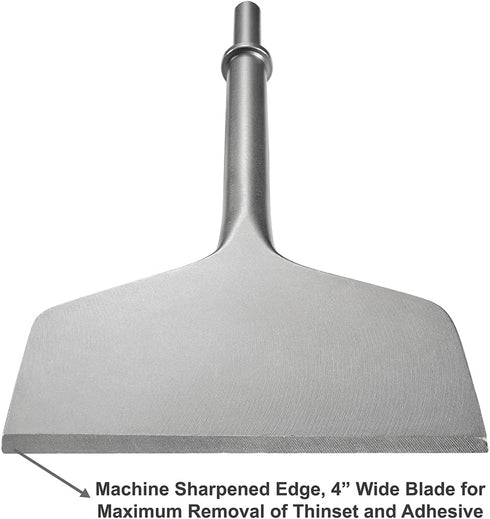 4 Inch Wide Pneumatic Chisel Bit, 0.401 Inch Shank Air Chisel Bit for Pneumatic Air Hammer, Tile & Thinset Scaling Chisel, Wall and Floor Scraper,...