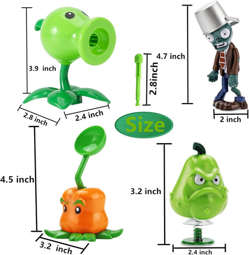 4 PCS Plants and Zombies Toys Action Figures Zombies PVZ Toys Sets 1 2 Series Great Gifts for Kids and Fans,Birthday and Christmas Party...