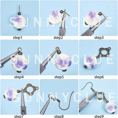 SUNNYCLUE 1 Box DIY 10 Pairs Porcelain Earring Making Starter Kit with Porcelain Beads, Spacer Bead, Earring Hooks Jewelry Arts Craft Supplies Fin...