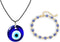 Harry and Henry 2 Pcs Evil Eye Necklace Bracelet Set Blue Glass Turkish Necklace for Women Evil Eye Chain Bracelet Jewelry...