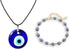 Harry and Henry 2 Pcs Evil Eye Necklace Bracelet Set Blue Glass Turkish Necklace for Women Evil Eye Chain Bracelet Jewelry...