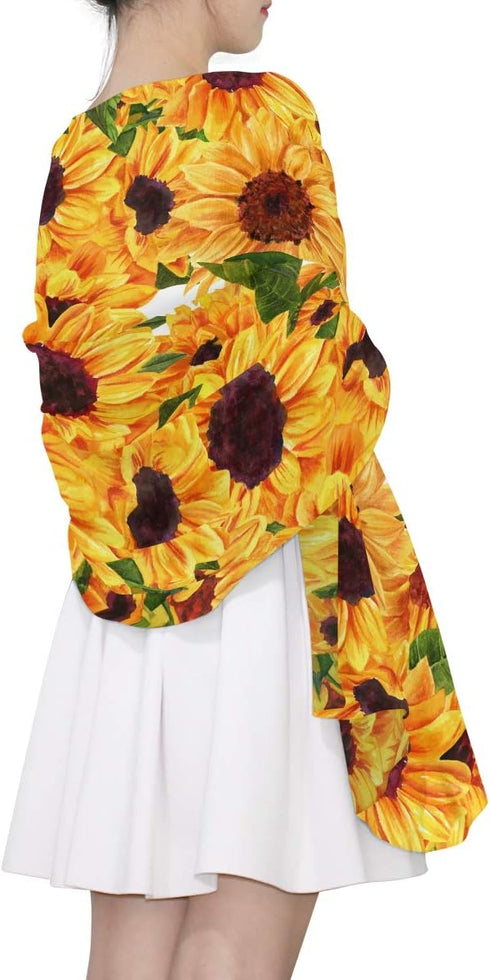 ALAZA Long Silk Like Scarf for Women Watercolor Sunflower Floral Yellow Large Head Wrap Stole...
