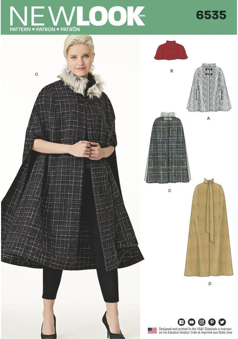 NEWLOOK Sewing Pattern D0730/6535 - Misses' Capes in Four Lengths, A (6-8-10-12-14-16-18-20-22-24)...