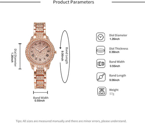 CdyBox 3Pack Ladies Diamond Watch Luxury Rhinestone Bracelet Quartz Analog Watches Set Wristwatch for Women...
