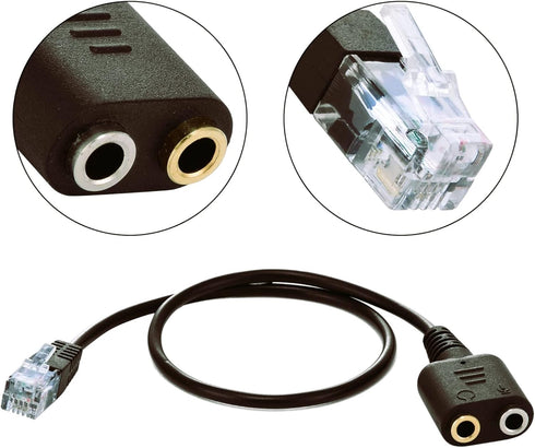 RJ9 Male to 3.5mm Female Plug Headset Jack Phone Audio Adapter Cable Not Compatible with RJ11...