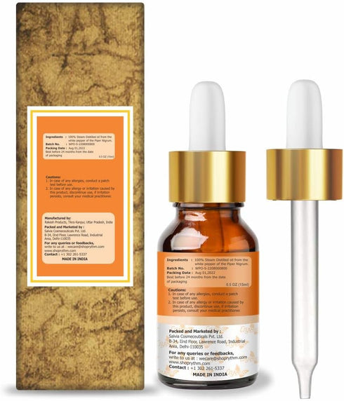 Crysalis White Pepper (Piper Nigrum L) Oil |100% Pure & Natural Undiluted Essential Oil - 15ml with Dropper...