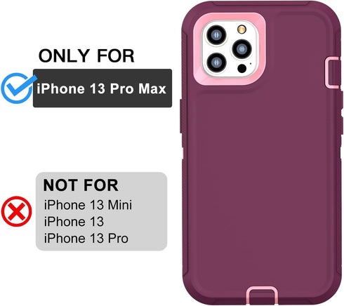 FEIYAR HOME for iPhone 13 Pro Max Heavy Duty Case with 2 Tempered Glass Protectors and Camera Lens Protector, Belt Clip Holster Kickstand - Milita...