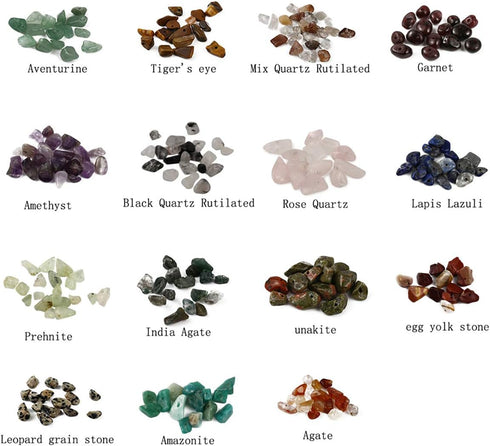 15 Different Type Gemstone Chip Bead Crystal Quartz Stone Irregular Shaped Loose Beads Crushed Chunked Crystal Pieces for DIY Bracelet Necklace Ma...