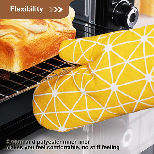 Oven Mitts, 2 Pack 10.6" X 6.7" Cotton Oven Mitt Pot Holders, Non-Slip 392°F Heat Resistant Oven Mits Kitchen Gloves Potholders for Cooking Baking...