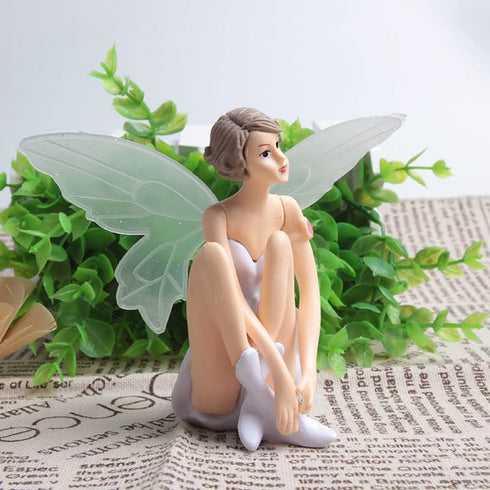 3 PCS Resin Toy Figures Cartoon White Angel Doll Garden Ornaments Flying Flower Fairy Car Cake Décor...