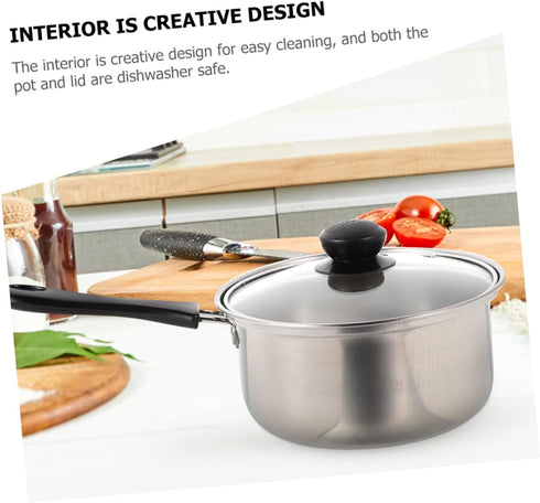 1 Set Stainless Steel Pot Saucepan Soup Pot Cooking Pan Deep Skillet Nonstick with Lid Stainless Steel Stock Pot Milk Stockpot Small Pot Sauce Pan...