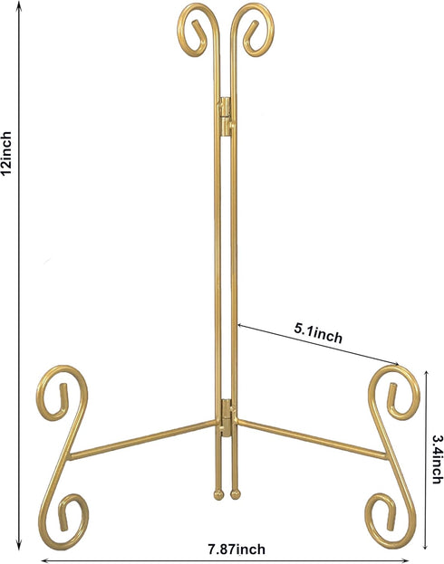 Plate Holder Display Stand, 12 Inch Plate Stands for Display Large Platter, Gold Iron Plate Easel for Photos, Picture Frames, Cookbooks, Card and ...