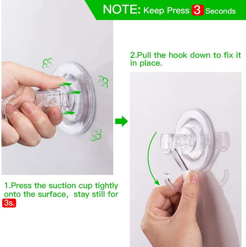 LUXEAR Suction Cup Hooks - 6 Pack Suction Hooks Reusable Powerful Waterproof - Clear Removable Suction Hanger for Shower,Tile,Bathroom,Window,Towe...