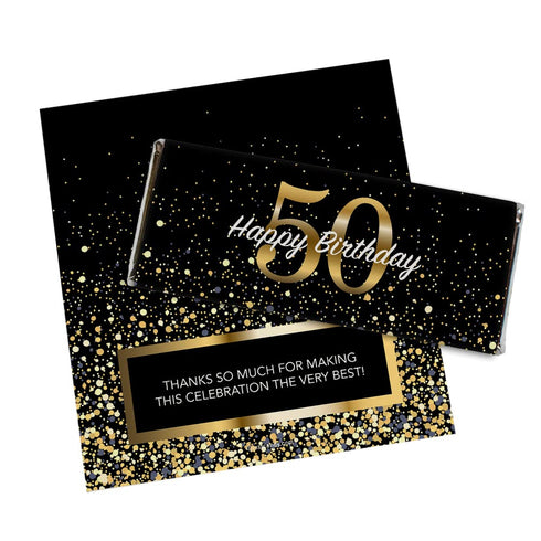 24ct 50th Birthday Party Favors Custom Wrappers for Chocolate Bars (24 Count) - Candy Not Included...