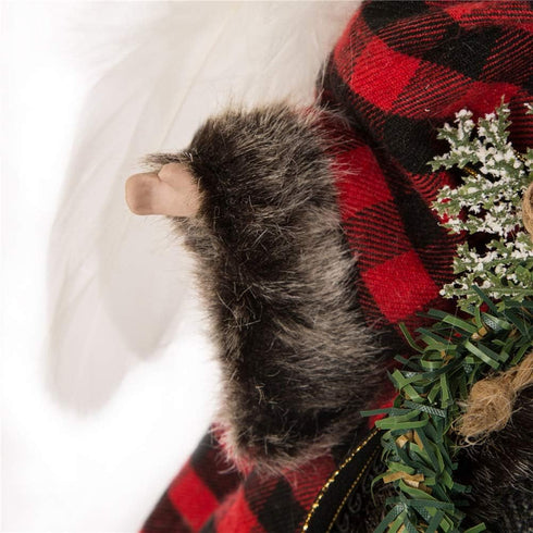 Glitzhome Handmade Plaid Angel Figurine Christmas Treetop Ornament Decoration 12" H - Red & Black...