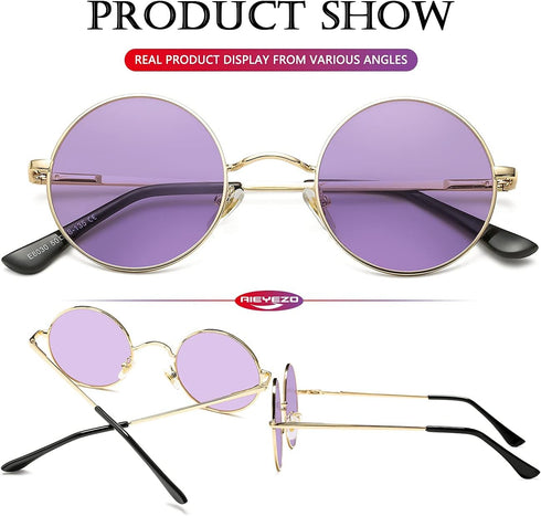 AIEYEZO Round Lennon Glasses Round Polarized Sunglasses for Women Men Small Circle Sunnies...