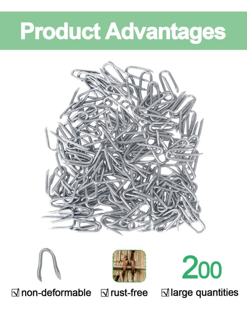 vensovo 200pcs Wire Fence Staple - Steel U-shaped Nail for Wire Mesh, Galvanized Fasteners Nails for Fixing Wooden Fence Chicken Wire Staple...