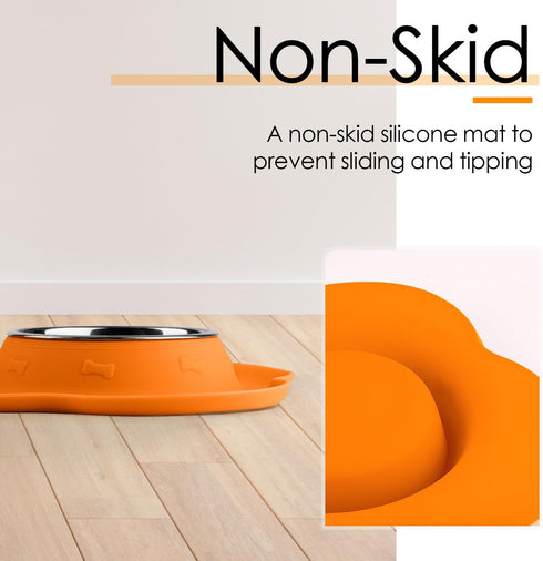 SUPERDESIGN Dog Bowls 2 Stainless Steel Puppies Bowl with No Spill Non-Skid Silicone Mat Pet Water and Food Feeder Bowls for Feeding Small Medium ...