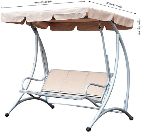 Windproof Porch Swing Canopy Top Cover Waterproof Non- Swing Cover Sunshade Swing Seat Top Cover Protector for Outdoor Garden Patio (2#)...