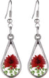 Red Turquoise Pressed Flowers Teardrop Drop Dangle Earrings Pendant Necklace Jewelry Set, 2 Colors...