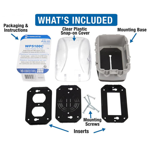 Intermatic WP5100C Extra-Duty in-Use Electrical Outlet Cover - Single Gang, Versatile Outdoor Receptacle Cover - Secure and Waterproof Design for ...