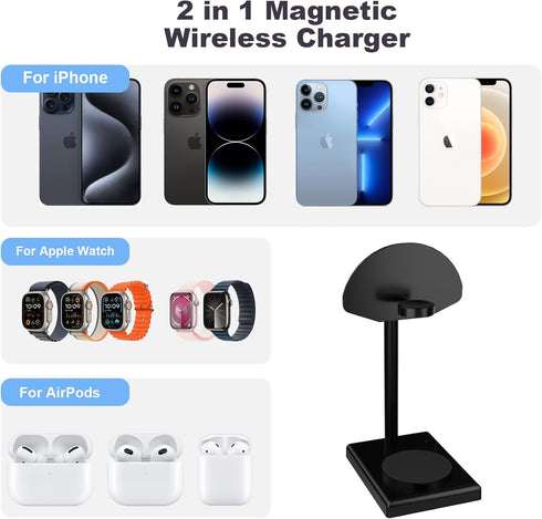 2 in 1 iPhone Wireless Charger Basket-Shaped Charging Station, Apple Watch Charger with 20W PD Wall Fast Charger, for iPhone 15/15 Pro/15 Pro Max/...