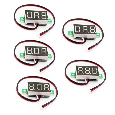 HiLetgo 5pcs Voltage Meter 3 Wire 0.36" DC 0~30V Digital Voltmeter Gauge Tester Red LED Display Panel Mount Car Motorcycle Battery Monitor Led Vol...