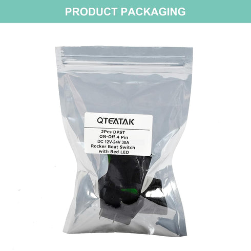 QTEATAK KCD4 2Pcs DC 12V-24V 30A DPST 4-Pin 2 Position ON/Off Boat Rocker Toggle Switch with Green LED Light (Only for DC12-24V)...