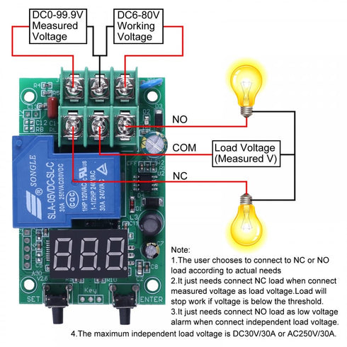Voltage Monitor Module, A30-U1 DC 0-99.9V Delay Relay Controller Board for Overvoltage Undervoltage Control Voltage Detection...