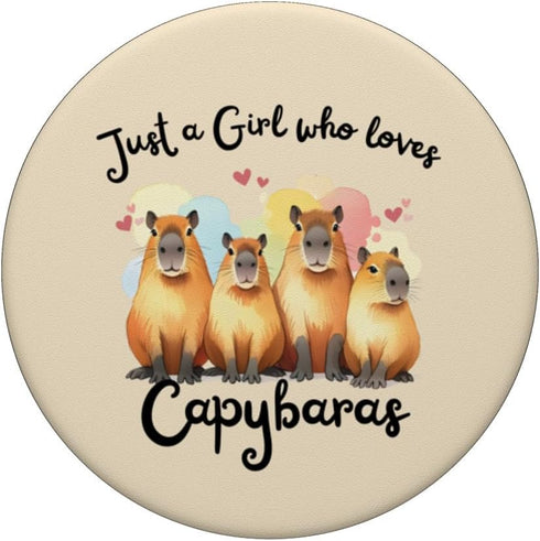 Cute Just a Girl Who Loves Capybaras Capybara lover PopSockets Standard PopGrip...