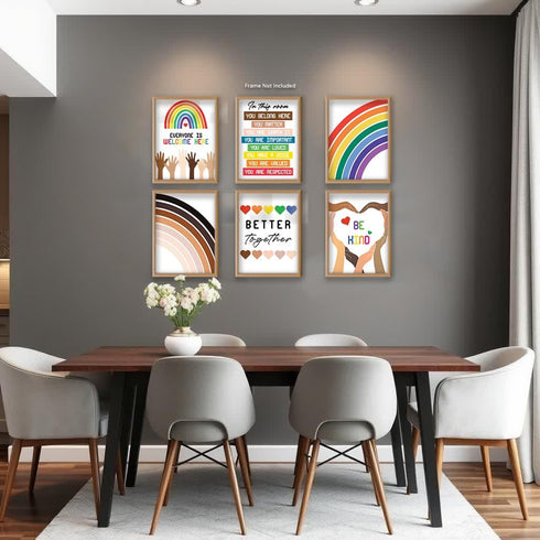 Posterizer 6 pcs-Rainbow Diversity Posters for Classroom-Teachers & Classrooms-Gay & LGBTQ Art-Gift for Daughter, Son, Kids-Decor for nursery todd...