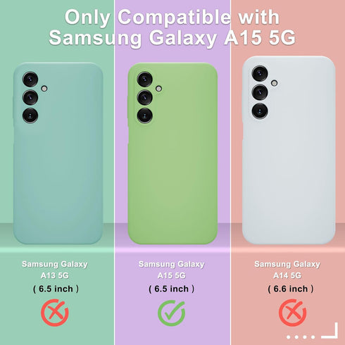 for Samsung Galaxy A15 5G Case, Silicone Phone Case with 1 Screen Protector, Soft Anti-Scratch Microfiber Lining, Full Body Shockproof Slim Cover,...