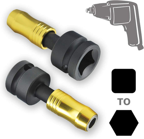 IVY Classic 44852 1/2" Square to 1/4" Hex Mega-Magnetic Impact Driver Adapter, 1/Card...