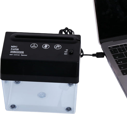 Portable Auto Paper Shredder - Mini USB Document Cutter, Strip Cutting Machine for Office Stationery, Black...