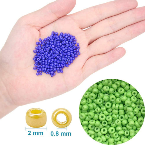 EuTengHao 14400pcs Glass Seed Beads Small Craft Beads for DIY Bracelet Necklaces Crafting Jewelry Making Supplies with Two 0.5mm Clear Bracelet St...
