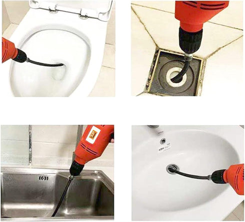 Drain Clog Remover with Drill Connector Drain Auger Cable Drain Snake 9.84Ft Flexible Plumbing Drill Pipe Cleaner for Kitchen, Bathroom, Toilet an...