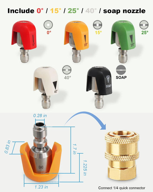 ???????????????? Adjustable Angle Pressure Washer Nozzle Spray Tip, SPX3000-TPS Quick Connect Spray Tip Set Fits for Sun Joe SPX 3000 Series and U...